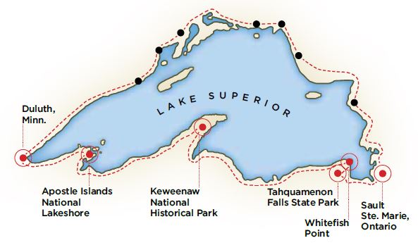circle tour of lake superior map